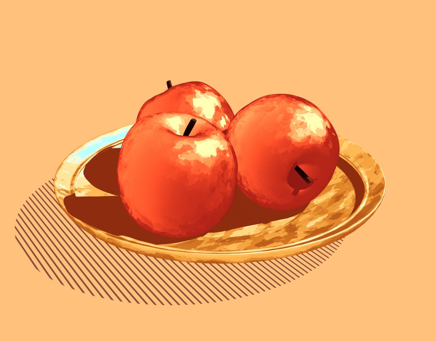 りんご（イラスト風）